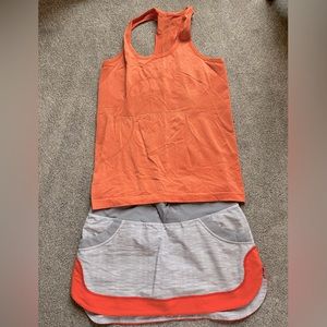 Lululemon running pace skirt and swiftly tank top